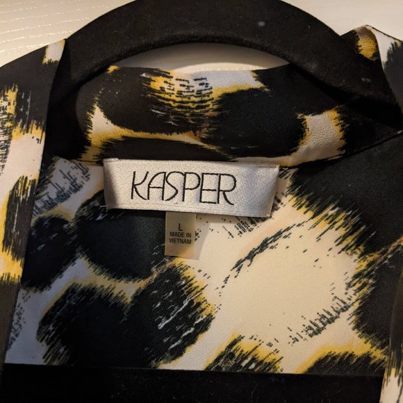 Kasper Sleeveless Top with Tie size L Black, Yellow, and White - Picture 2 of 10